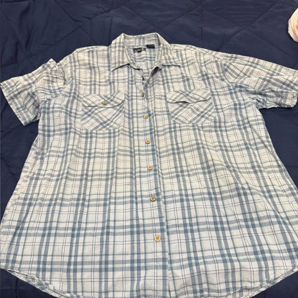 Men's Light Blue Plaid Button Down Shirt - Picture 1 of 6